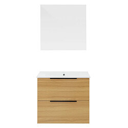 ML-Design 3 Pièces meubles salle de bain miroir 60x60cm +bas lavabo et vasque en céramique