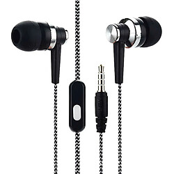 Universal (noir) universel 3.5mm 3.5mm oreille interne basse stéréo casque casque micro casque téléphone portable 