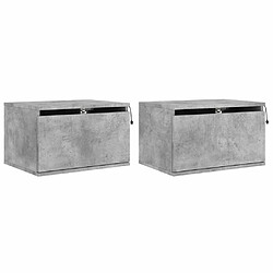 Maison Chic Lot de 2 Tables de chevet,Table de nuit,Table d'appoint pour salon murales avec lumières LED - gris béton -MN90200