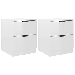 Maison Chic Lot de 2 Tables de chevet,Table de nuit,Table d'appoint pour salon Blanc brillant 40x40x50 cm Aggloméré -MN59443