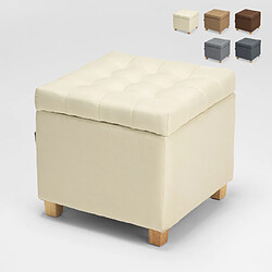 Ahd Amazing Home Design Pouf de rangement avec coussins recouvert de tissu Coffree matelassé, Couleur: Blanc 