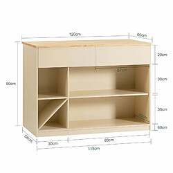 Acheter SoBuy KNL04-MI îlot Central de Cuisine, Placard de Cuisine, Buffet de Rangement, Armoire de Cuisine avec 1 Plan de Travail