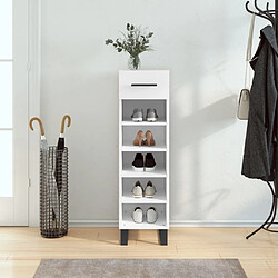 Maison Chic Armoire à Chaussures,Meuble de Rangement à Chaussures blanc 30x35x105 cm bois d'ingénierie -MN39875