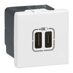 chargeur 2 usb type - c - 3a - 15w - mosaic 2 modules - blanc - legrand 077590