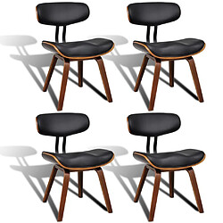 Maison Chic Lot de 4 Chaises à manger,Chaise pour cuisine bois courbé et similicuir -MN63698