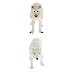 2pcs Plastique Blanc Loup Modèle Figurines Enfants Accessoires éducatifs Ornements de Table