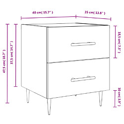 vidaXL Tables de chevet 2 pcs blanc 40x35x47,5 cm bois d’ingénierie pas cher