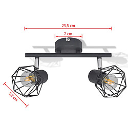 vidaXL Projecteur style industriel noir avec 2 ampoules à filament LED pas cher