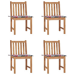 Maison Chic Lot de 4 Chaises de jardin,Fauteuil d'extérieur avec coussins Bois de teck massif -MN73039