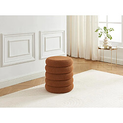 Vente-Unique Pouf en tissu bouclette terracotta ECAMBI