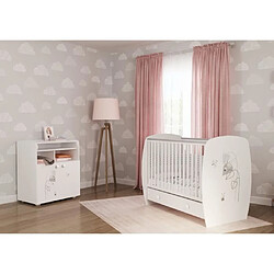 Lit classique - POLINI KIDS - AMIS ZEN - Blanc - 120x60cm - Avec tiroir monté sur glissieres