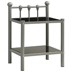 vidaXL Table de chevet Gris et noir 45x34,5x60,5 cm Métal et verre