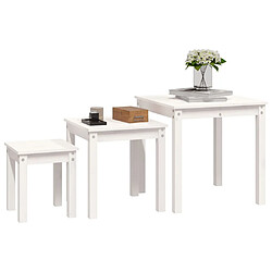 Avis vidaXL Tables gigognes 3 pcs Blanc Bois de pin massif