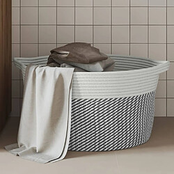 vidaXL Panier de rangement gris et blanc Ø40x25 cm coton