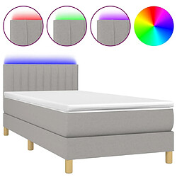 Sommier à lattes et matelas LED,Cadre à lattes de lit pour Adulte Gris clair 100x200 cm Tissu -MN88661