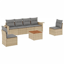 Maison Chic Salon de jardin avec coussins 7 pcs, Ensemble Tables et chaises de jardin, beige résine tressée -GKD334081 