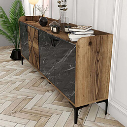 Acheter Hanah Home Buffet en aggloméré 4 portes Venedik noyer + marbre noir.