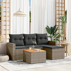 Maison Chic Ensemble de 5 Tables et chaises d'extérieur avec coussins,Salon de jardin gris résine tressée -GKD523756