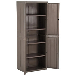 Acheter vidaXL Armoire de rangement jardin Marron 65x45x172 cm PP Aspect bois