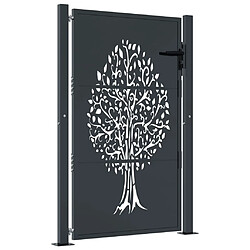 vidaXL Portail de jardin anthracite 105x155cm acier conception d'arbre