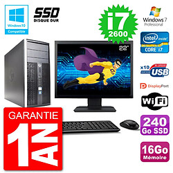 PC HP 6300 MT Ecran 22" Core i7-2600 RAM 16Go SSD 240Go Graveur DVD Wifi W7 · Occasion 