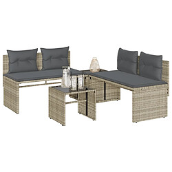 vidaXL Salon de jardin 4 pcs avec coussins gris clair résine tressée 