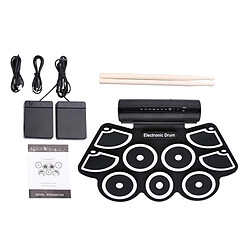 Portable 9 Plaquettes 2 Pédales Roll Électronique jusqu'à Drum Set Kit avec Haut-parleurs Intégrés, Pilons, 3.5mm Câble Audio et Alimentation