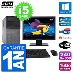 PC Tour Dell 790 MT Ecran 19" Intel i5-2400 RAM 16Go SSD 240Go Windows 10 Wifi · Occasion 