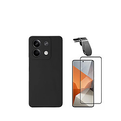 Jeu de films en verre trempé de la couverture 5D + Cas de silicone liquide + SuppOrt Magnétique L Voiture de conduite sécuritaire Phonecare pour Xiaomi Redmi Note 13 - le noir 