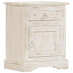 Maison Chic Table de chevet,Table de Nuit,Meuble de Rangement Blanc 40 x 30 x 50 cm Bois de manguier massif