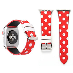 Wewoo Bande de montre-bracelet en cuir véritable motif à pois pour Apple Watch série 3 & 2 & 1 42mm rouge + blanc