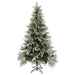 vidaXL Sapin de Noël pré-éclairé pommes de pin vert blanc 195cm PVC PE