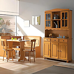 Visiodirect Buffet 3 portes en pin massif coloris miel - Longueur 130 x Profondeur 42 x Hauteur 86 cm