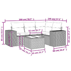 vidaXL Salon de jardin avec coussins 5 pcs beige résine tressée pas cher