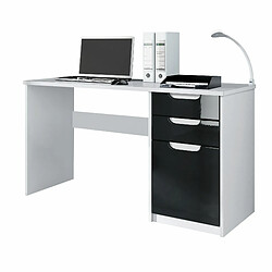 Mpc Bureau Avec 2 Tiroirs Et D’une Porte, Blanc Mat/noir Haute Brillance (129 X 76 X 60 Cm)