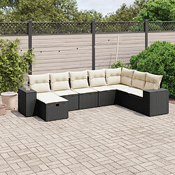 vidaXL Salon de jardin 8 pcs avec coussins noir résine tressée