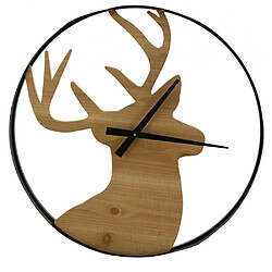 Aubry Gaspard Horloge en pin et métal Cerf.