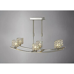 Luminaire Center Suspension Elsa télescopique 6 Ampoules nickel satiné/cristal