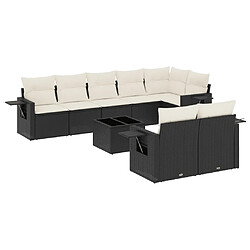 Maison Chic Ensemble Tables et chaises d'extérieur 9 pcs avec coussins,Salon de jardin noir résine tressée -GKD270494