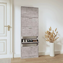 Maison Chic Armoire à chaussures | Meuble de rangement à chaussures Meuble d'Entrée Gris béton 59x17x169 cm Bois d'ingénierie -MN13312