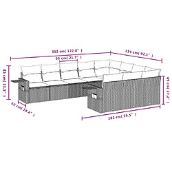 Avis vidaXL Salon de jardin avec coussins 10 pcs gris résine tressée