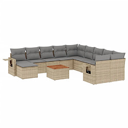 vidaXL Salon de jardin avec coussins 12 pcs beige résine tressée