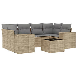 Maison Chic Salon de jardin avec coussins 7 pcs, Ensemble Tables et chaises de jardin, beige résine tressée -GKD488004