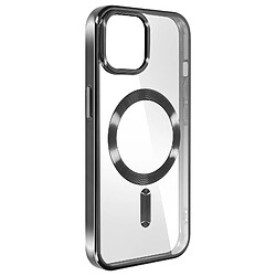 Coque MagSafe Transparente Contour Noir pour iPhone 15, Swissten Metallic 