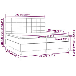 vidaXL Sommier à lattes de lit avec matelas Noir 200x200 cm Tissu pas cher