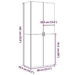 vidaXL Buffet haut blanc 80x42,5x185 cm bois d'ingénierie pas cher