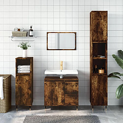 vidaXL Armoire de bain chêne fumé 65x33x60 cm bois d'ingénierie