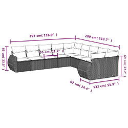 Avis vidaXL Salon de jardin avec coussins 10 pcs gris clair résine tressée