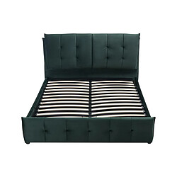 Avis Vente-Unique Lit coffre 140 x 200 cm - Velours - Vert - OLERIA