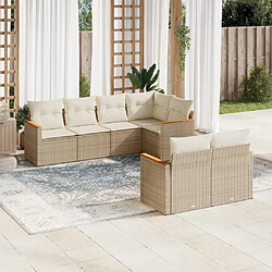 vidaXL Salon de jardin avec coussins 7 pcs beige résine tressée 